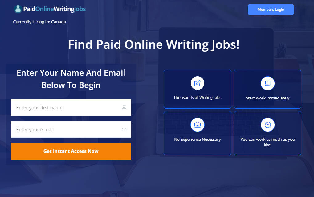 PaidOnlineWritingJobs main home page platform - is paidonlinewritingjobs.com legit