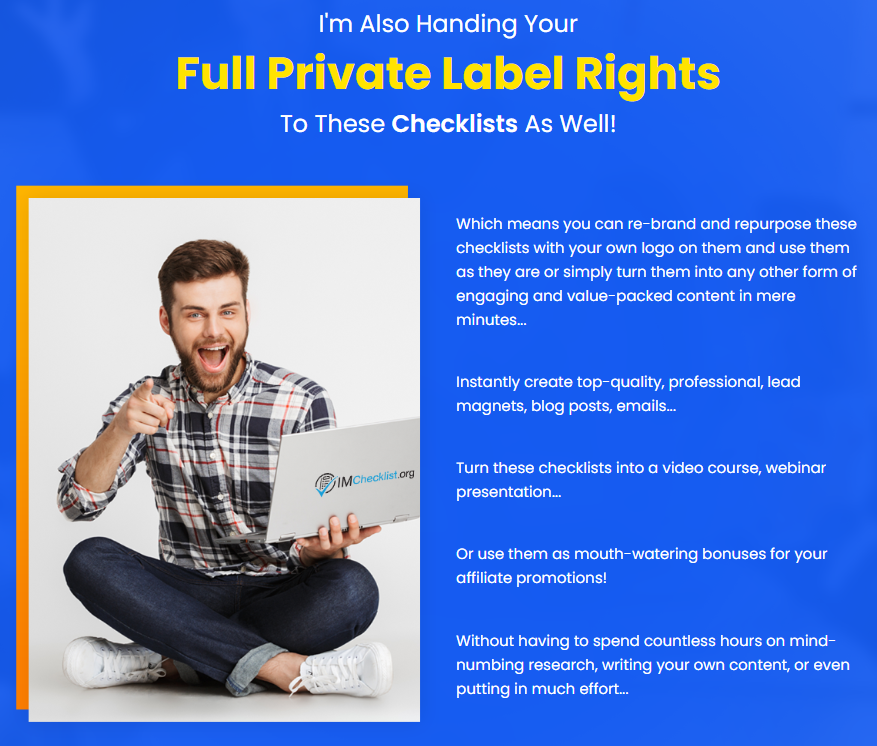 IM Checklist Full Private Label Rights given to it's users upon purchasing the product - IM Checklist