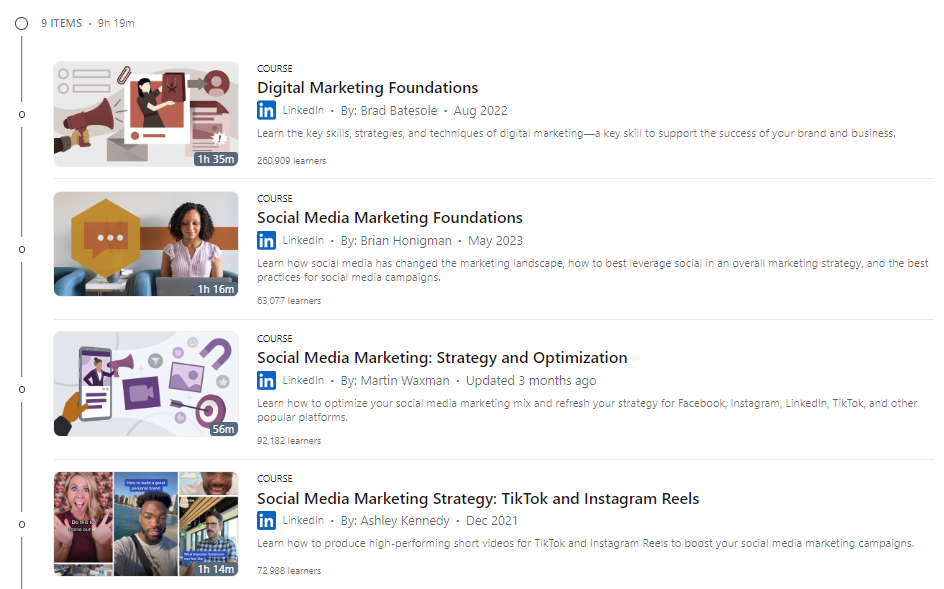 LinkedIn Learning Course Overview interface - best digital marketing courses