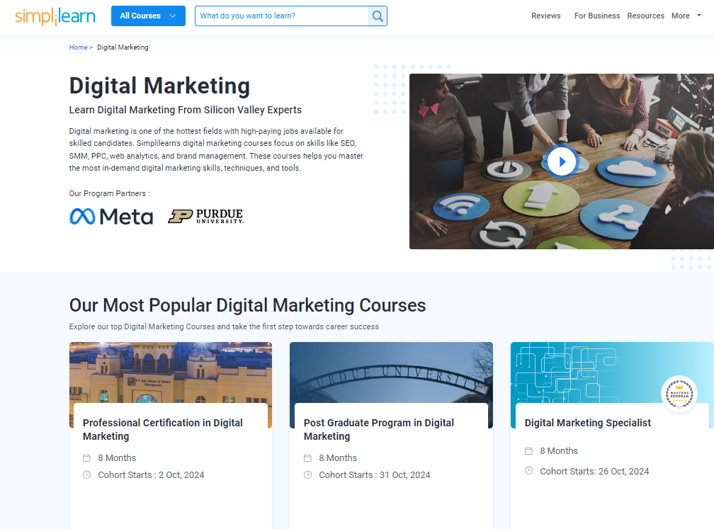 Simplilearn’s Digital Marketing Specialist Program - best digital marketing courses