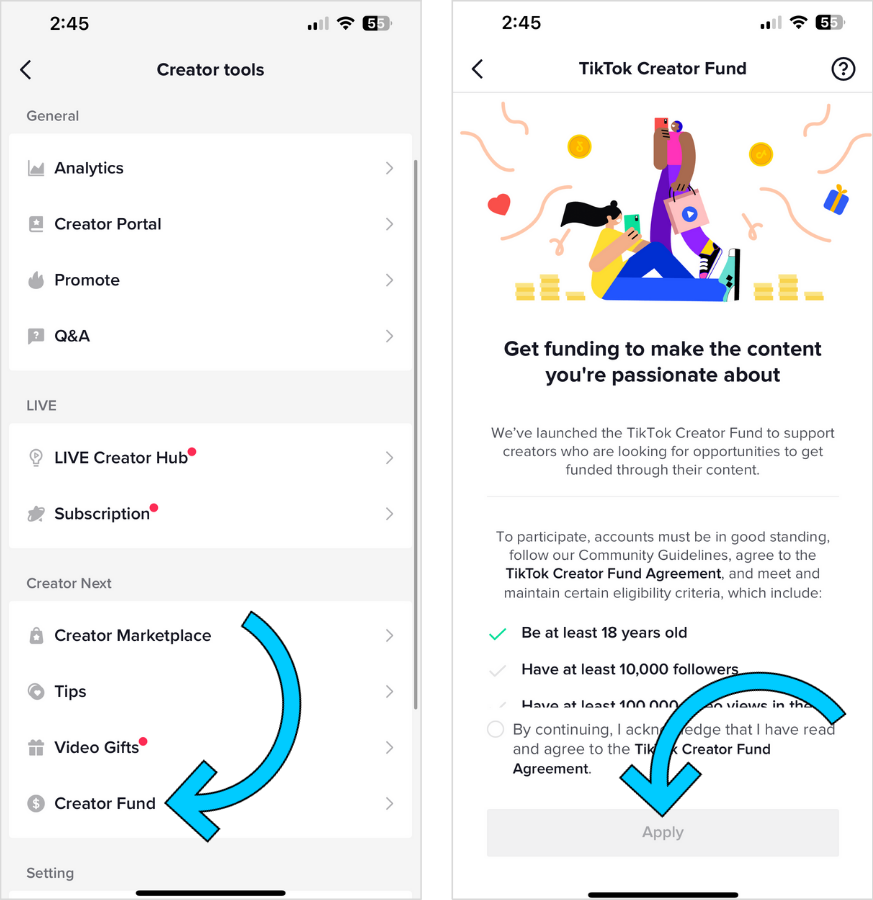 How to join the TikTok creator fund program - how to make money on tiktok without followers