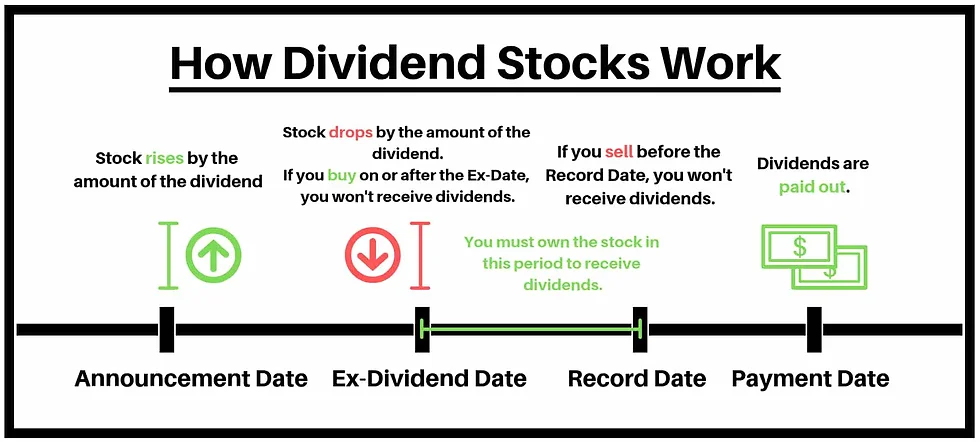 A diagram illustrating how dividend payments work - ways to make passive income