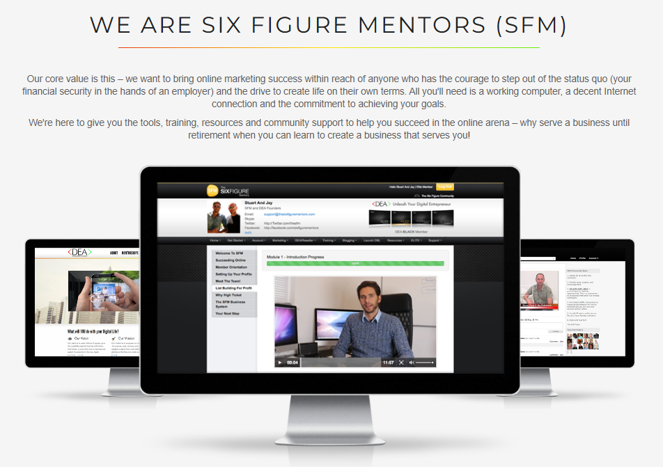 Screenshot of Six Figure Mentors (SFM) website - high ticket affiliate programs