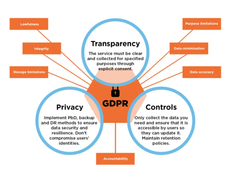 Visual on data encryption and compliance standards, with icons representing GDPR, HIPAA, and other common security measures) - web application development service