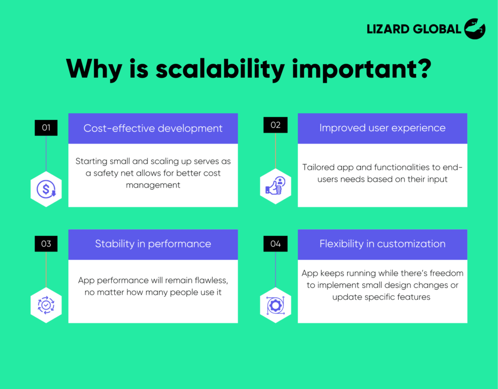 Infographic on the benefits of customization and scalability - web application development service