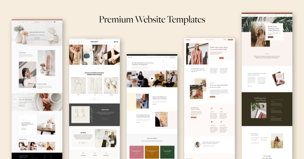 A gallery showcasing Squarespace's premium design templates - best website builder for small business