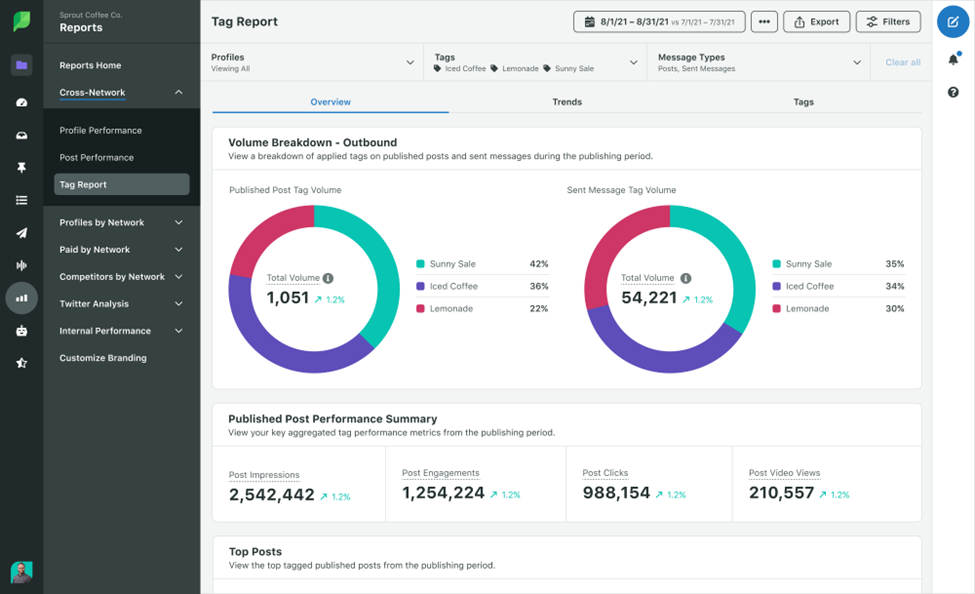 Sample performance report or graphs representing key social media metrics - social media marketing agency