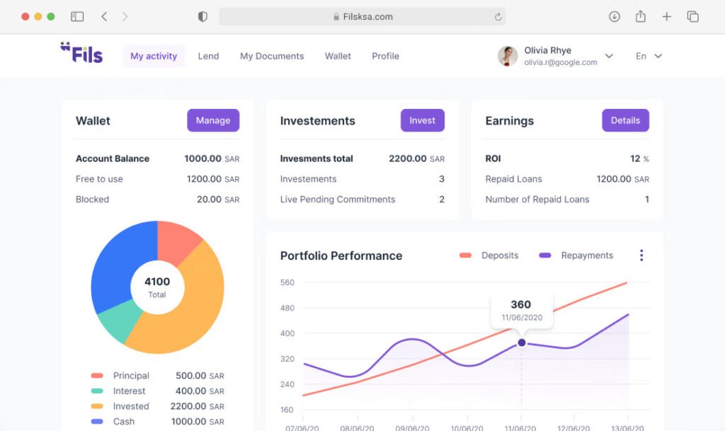 Example of a P2P lending platform interface - make passive income