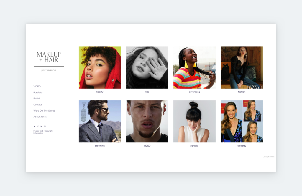 Screenshot of portfolio samples of a brand - social media marketing agency