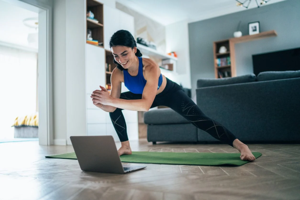 A fitness instructor conducting a virtual workout session - part time work from home jobs