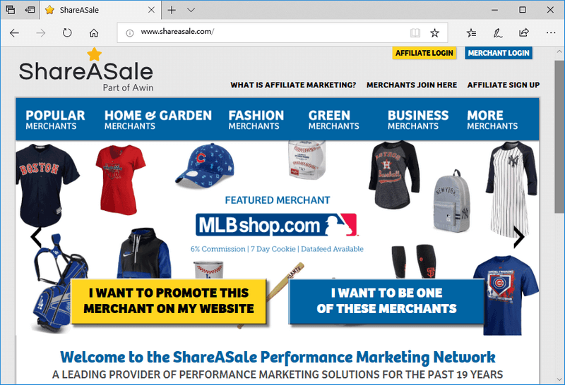 A screenshot of the popular affiliate platform like ShareASale - how to start affiliate marketing for small businesses