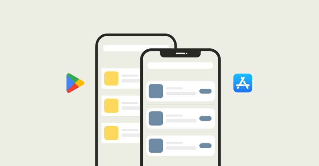 Screenshot of an app portfolio with icons from the App Store or Google Play - mobile app developer