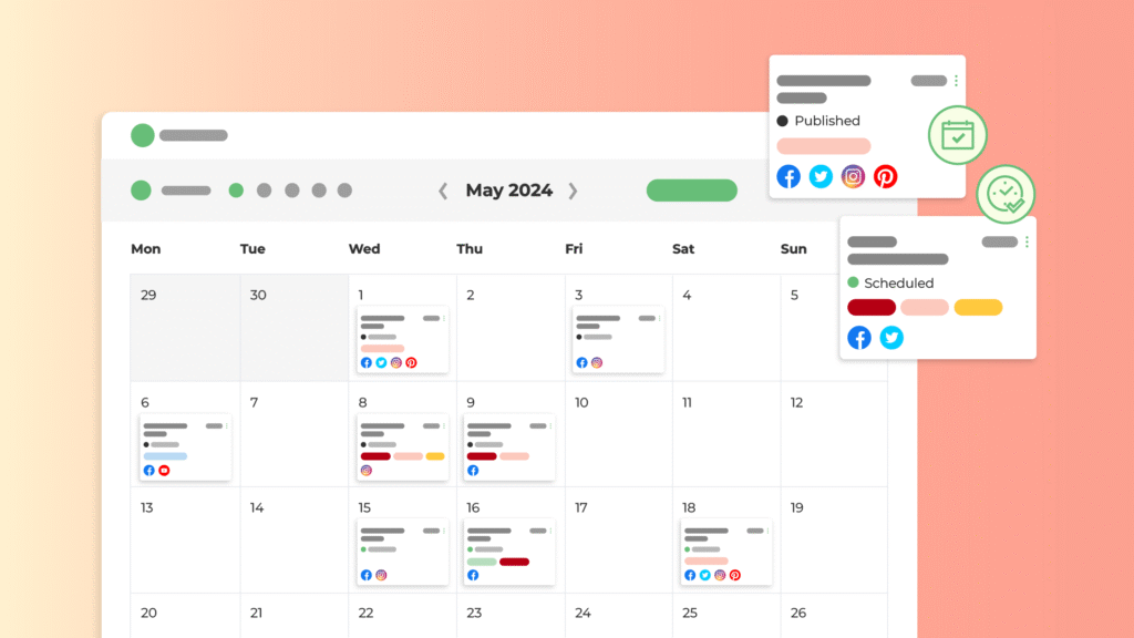 Social media calendar screenshot - small business marketing