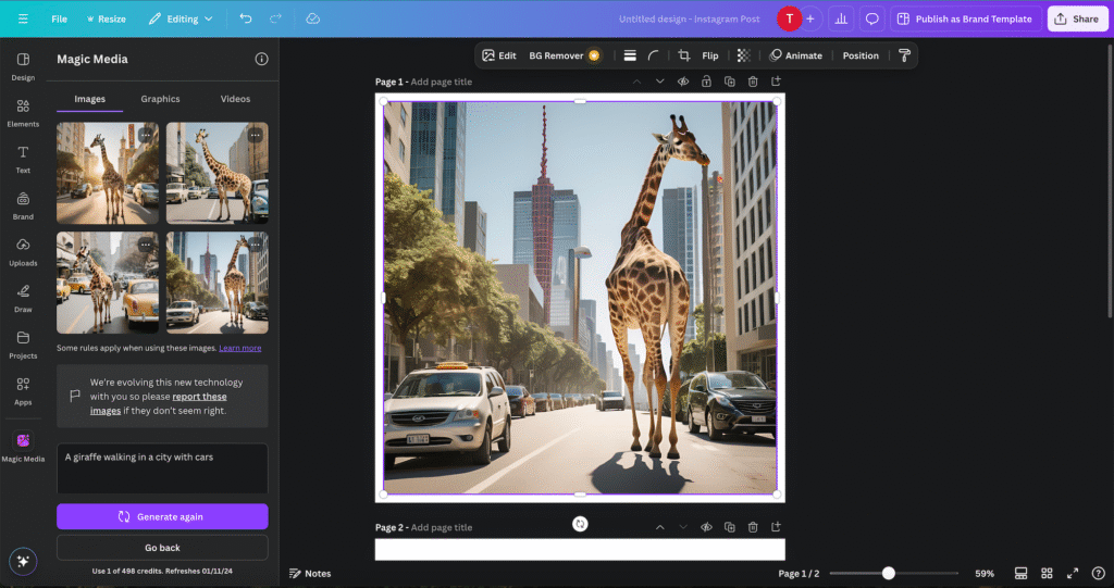 A before-and-after image showing a design upgraded by AI tools in Canva - AI tools for small business 2025