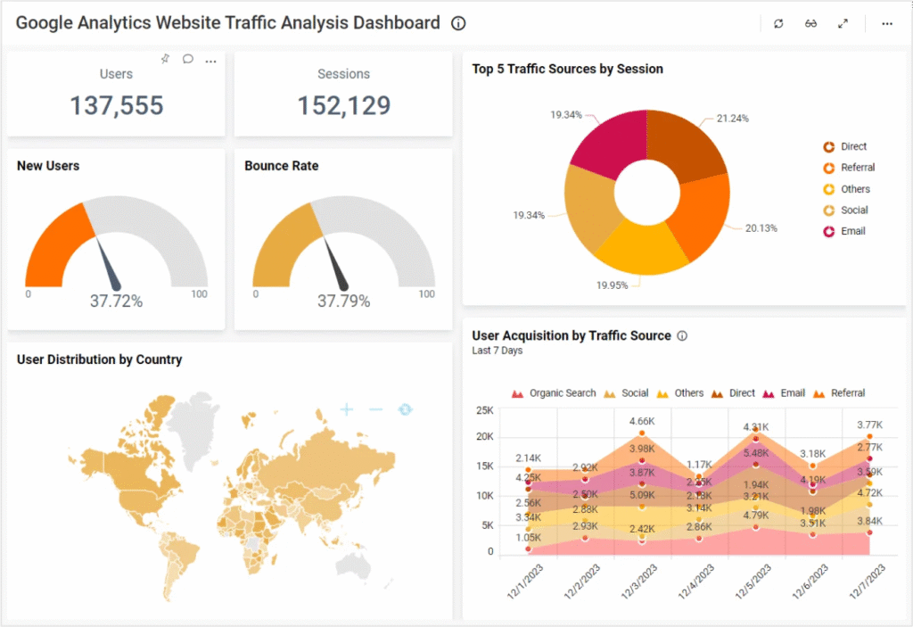 Dashboard screenshot showing a spike in traffic after running an ad campaign - increase website traffic fast