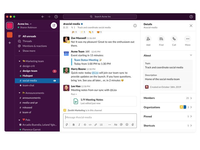 Slack team productivity tool for remote collaboration - productivity tools