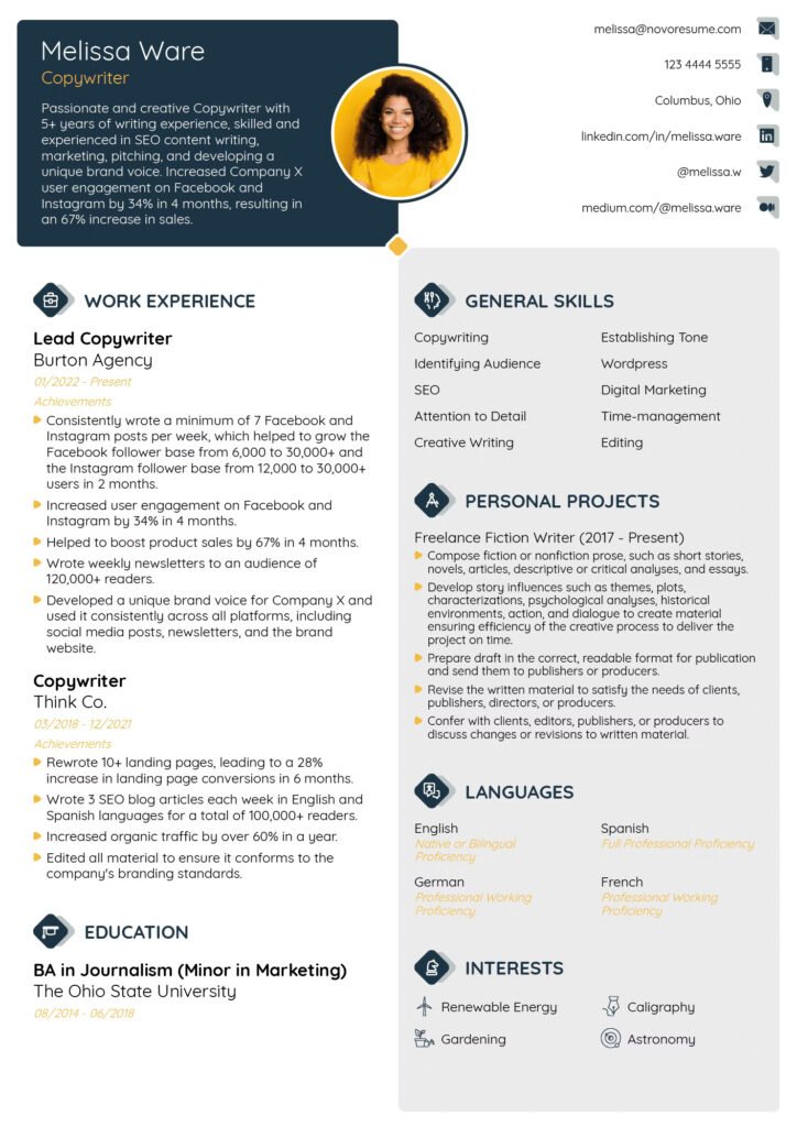 A clean visual of a resume layout highlighting key sections — Summary, Skills, Experience, Certifications - customer service jobs from home