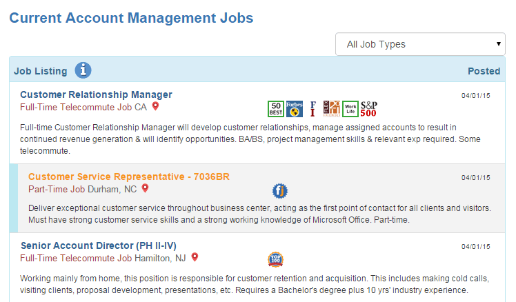A screenshot of FlexJobs listings - remote working jobs