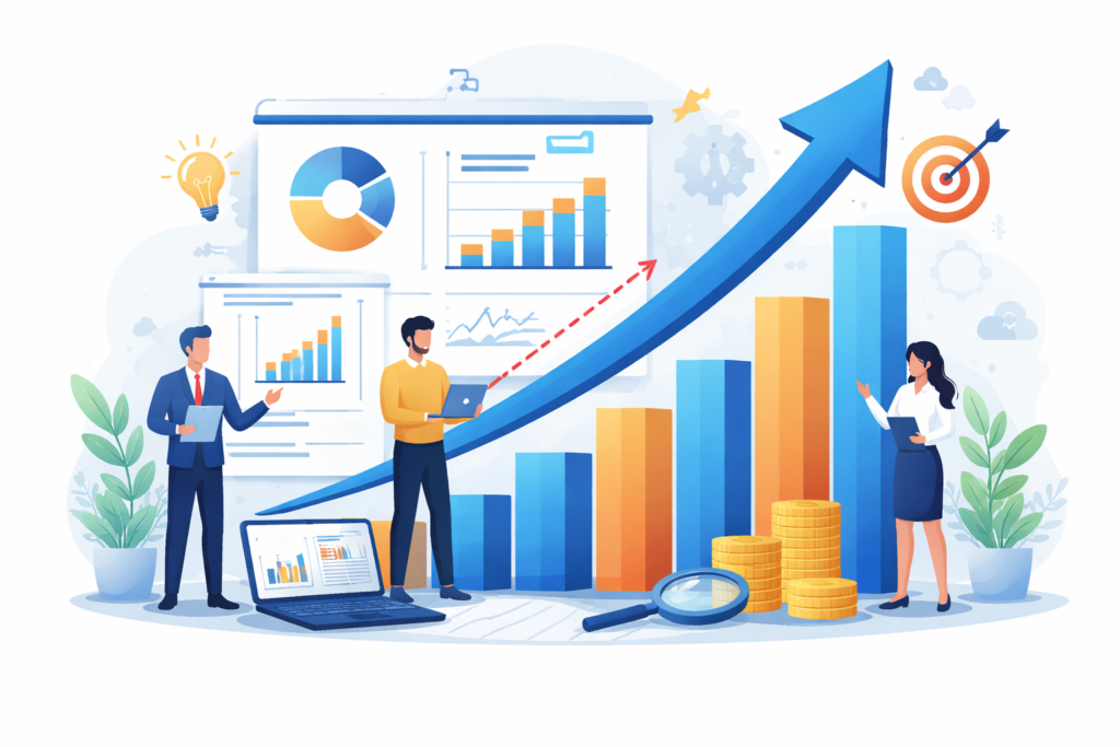 An image showing business growth, charts, or online income streams - online business ideas for beginners