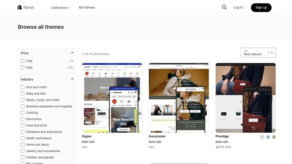 Screenshot of a clean Shopify storefront layout - start an ecommerce business