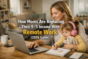 Read more about the article How Remote Work for Moms Are Replacing Their 9–5 Income (2026 Guide)
