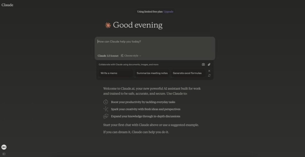 Claude AI platform interface