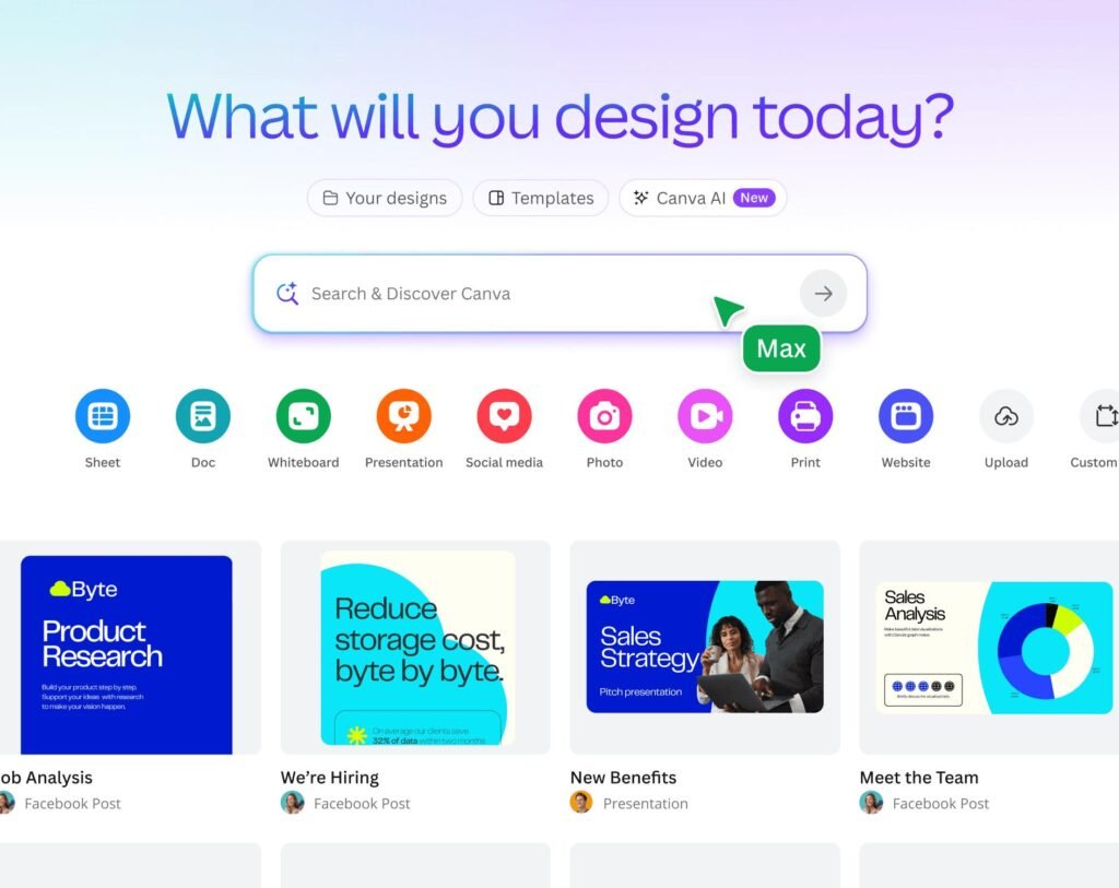 Canva platform to design new templates