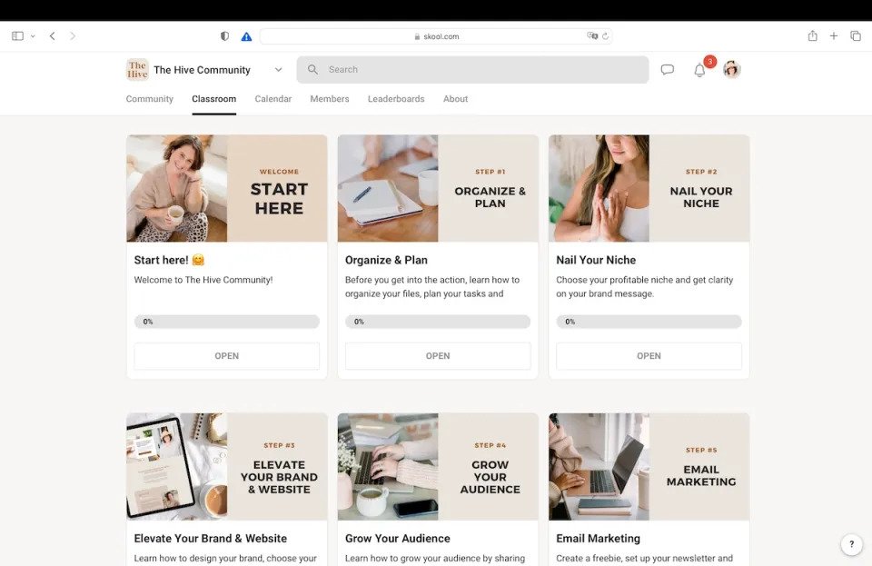 an example of a membership site on Skool