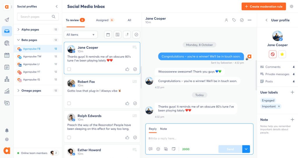 Agorapulse unified social inbox and engagement management system