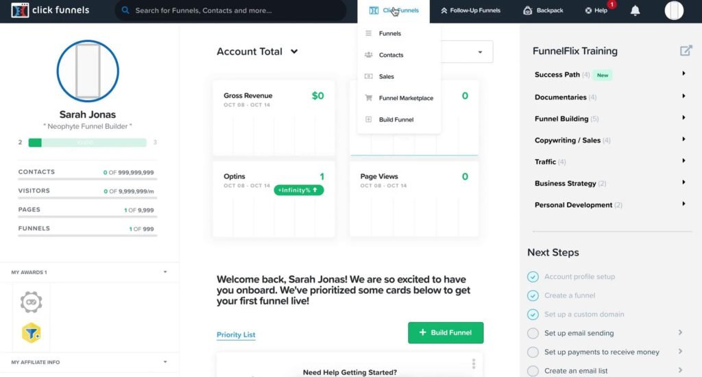 ClickFunnels sales funnel editor screenshot