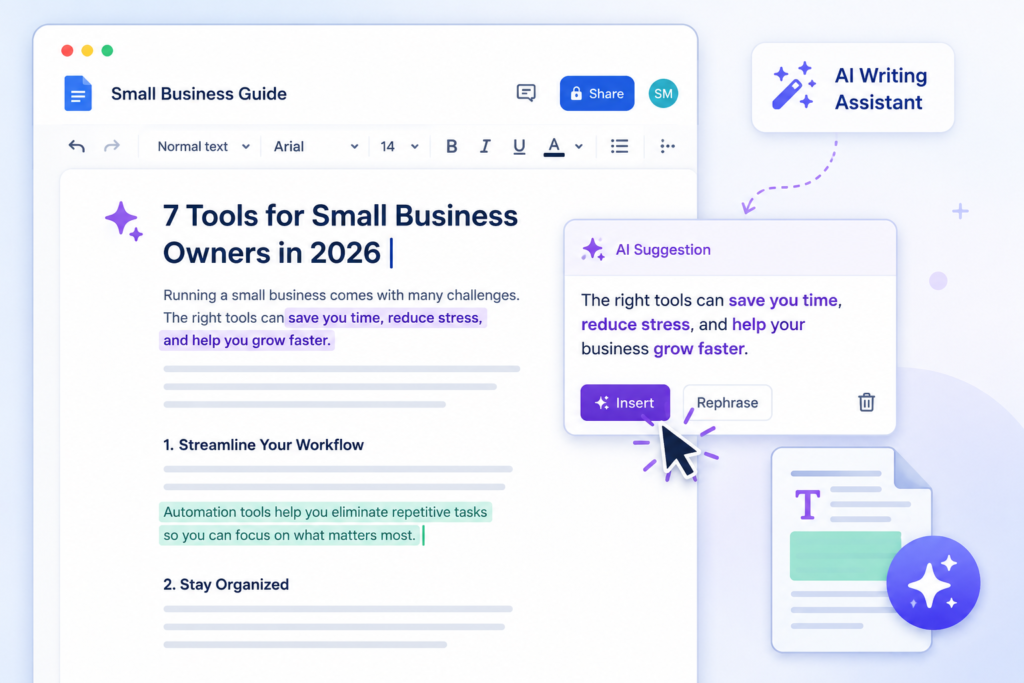 AI content writing assistant for small business.