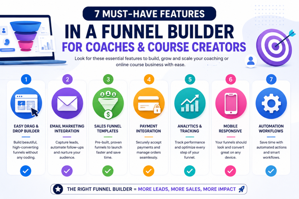Must-have features in a funnel builder for coaches and course creators