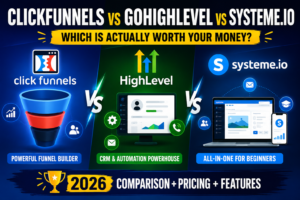 Read more about the article ClickFunnels vs GoHighLevel vs Systeme.io (2026): Which Is Actually Worth Your Money?