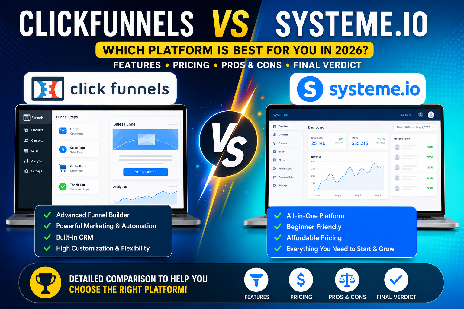 You are currently viewing ClickFunnels vs Systeme.io (2026): Which Funnel Builder Is Better for Your Business?