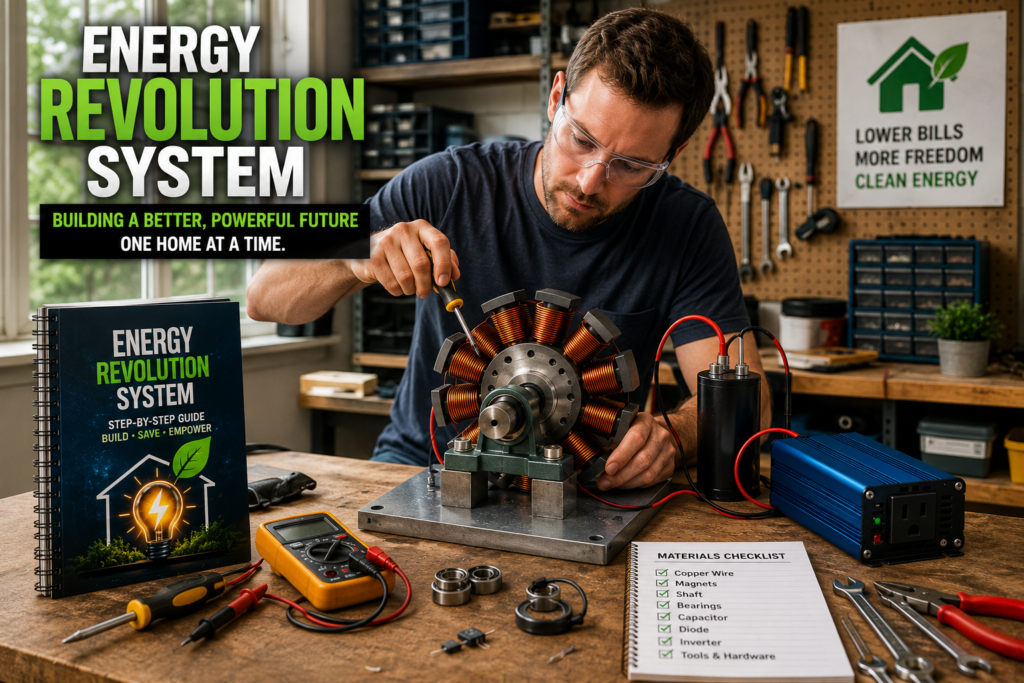 Homeowner assembling the Energy Revolution System in a DIY workshop