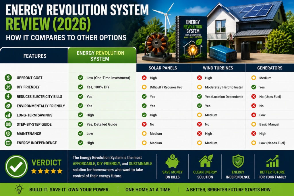 Comparison of the Energy Revolution System with other home energy solutions for reducing electricity bills
