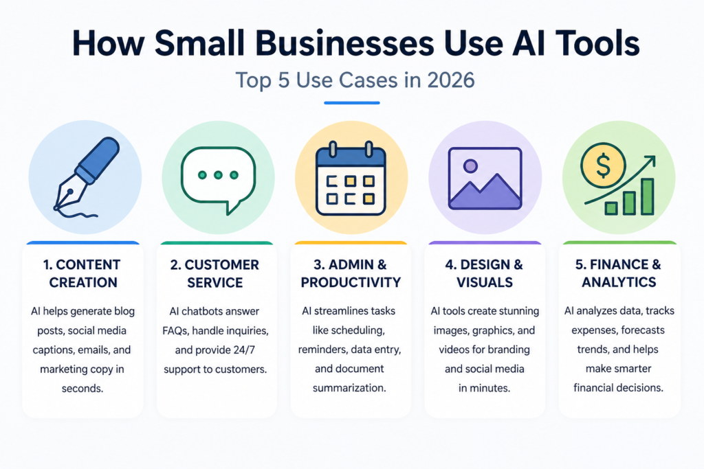 how small businesses use AI tools by category