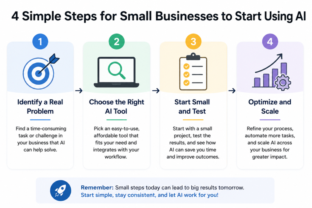 steps for small businesses to start using AI