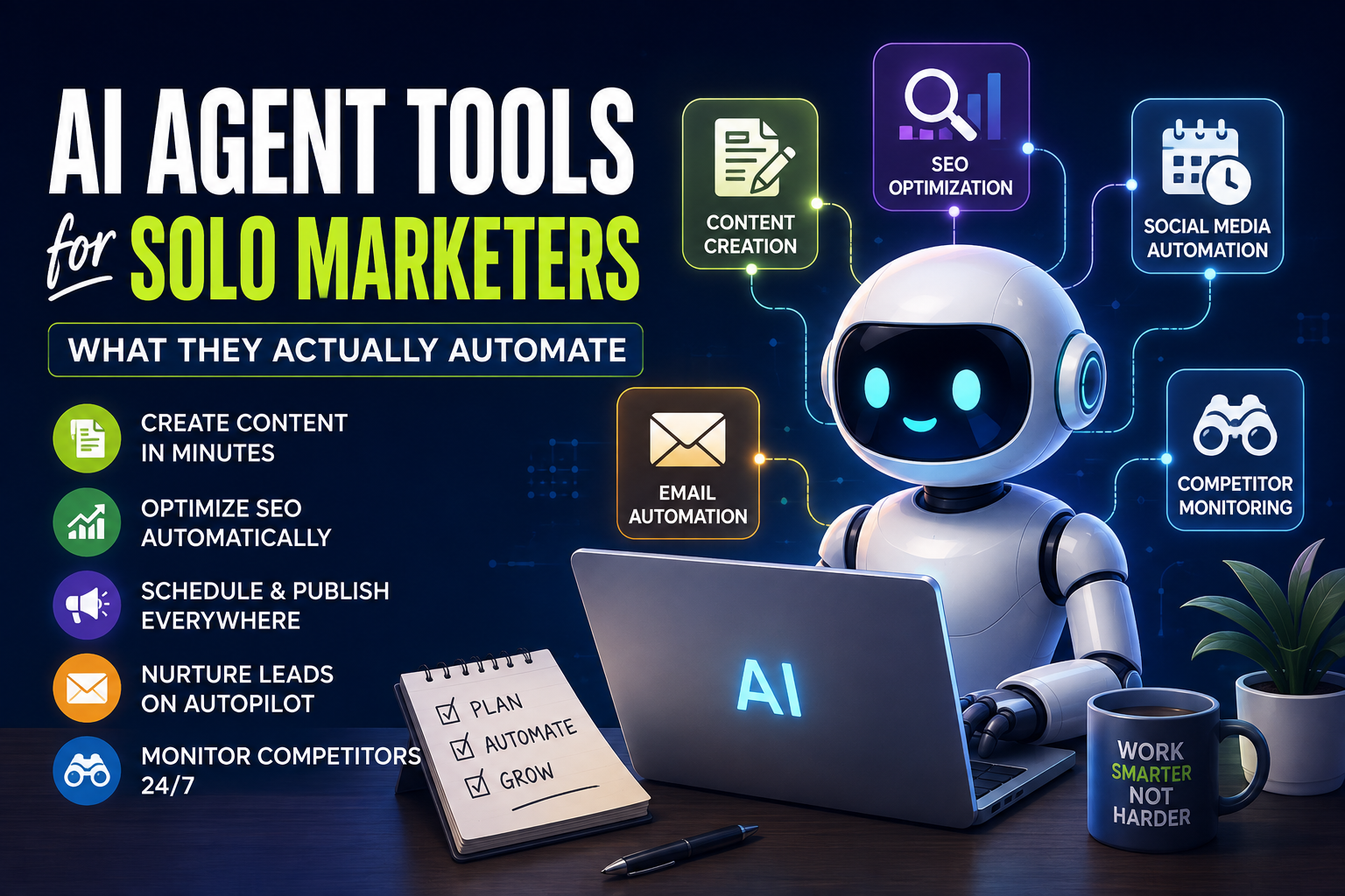 You are currently viewing AI Agent Tools for Solo Marketers: What They Actually Automate