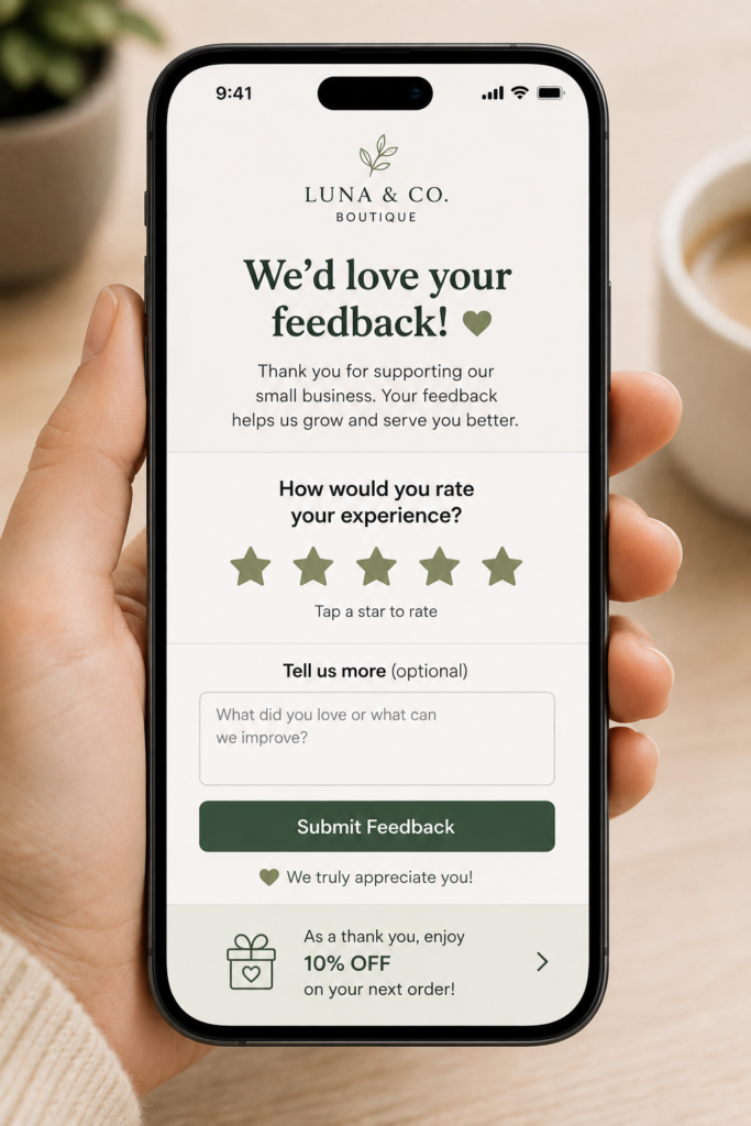 customer feedback request small business