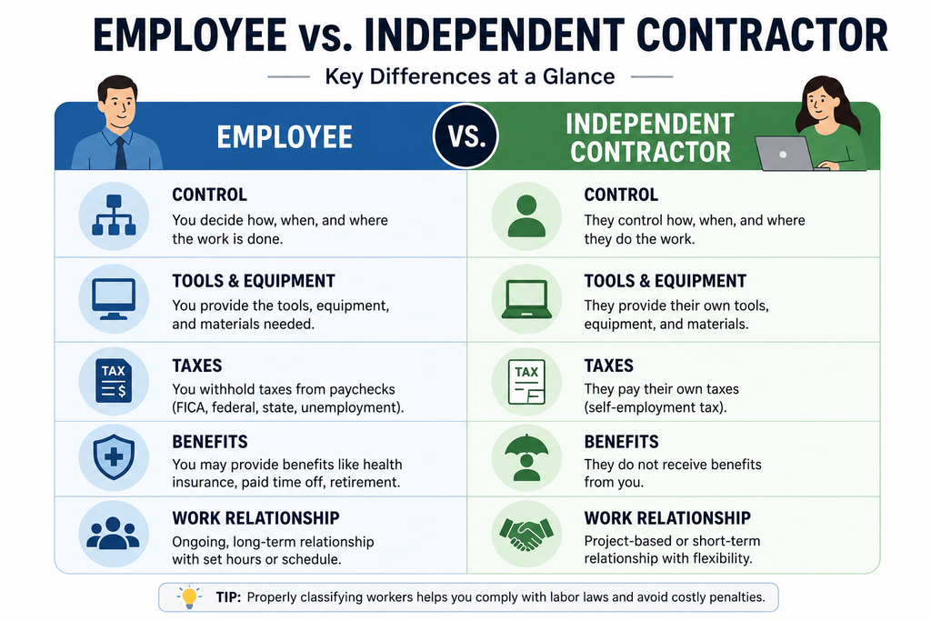 employee vs independent contractor comparison