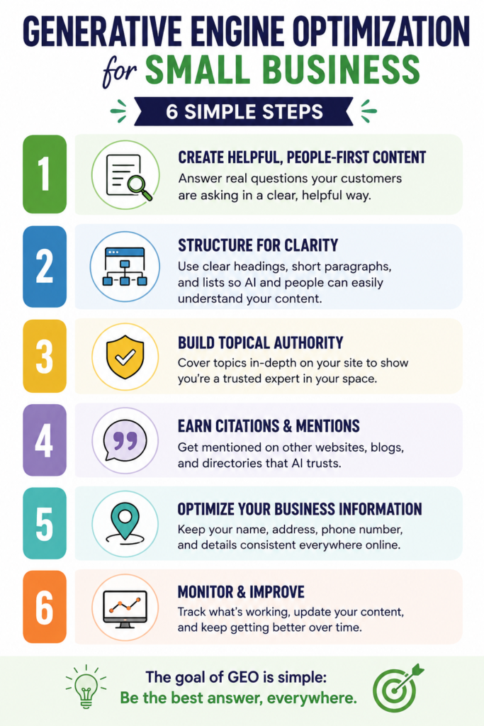 generative engine optimization for small business checklist.