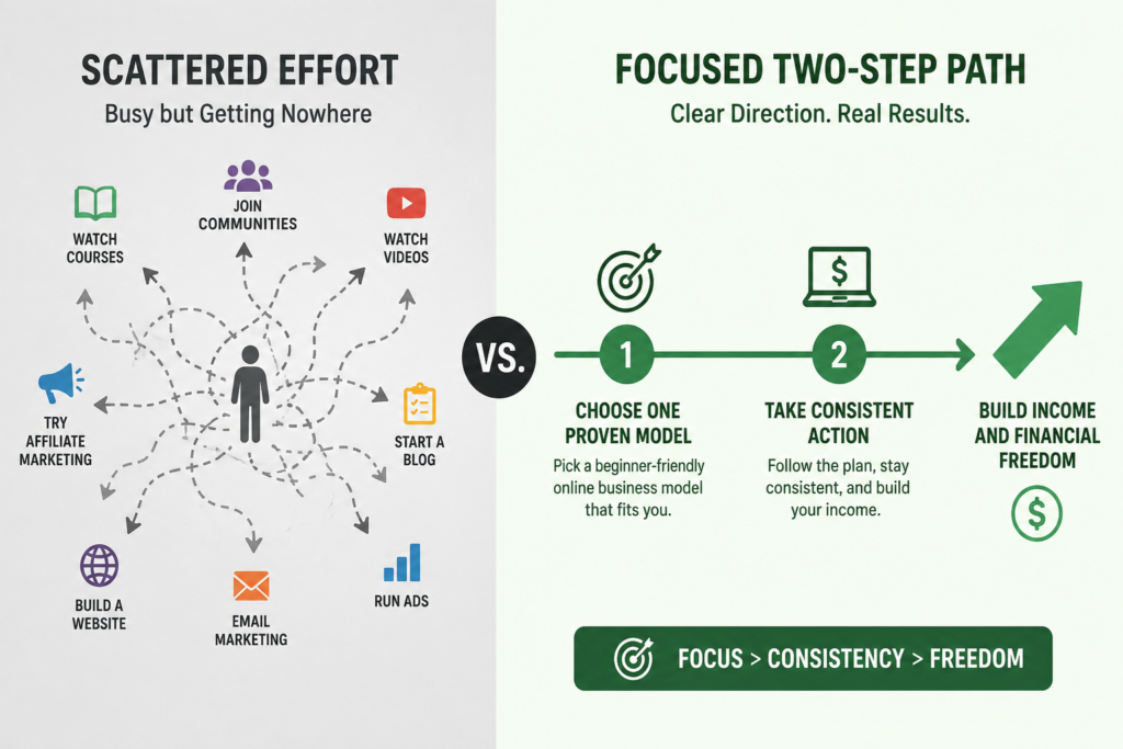 make money online in 2026 focused strategy vs scattered effort