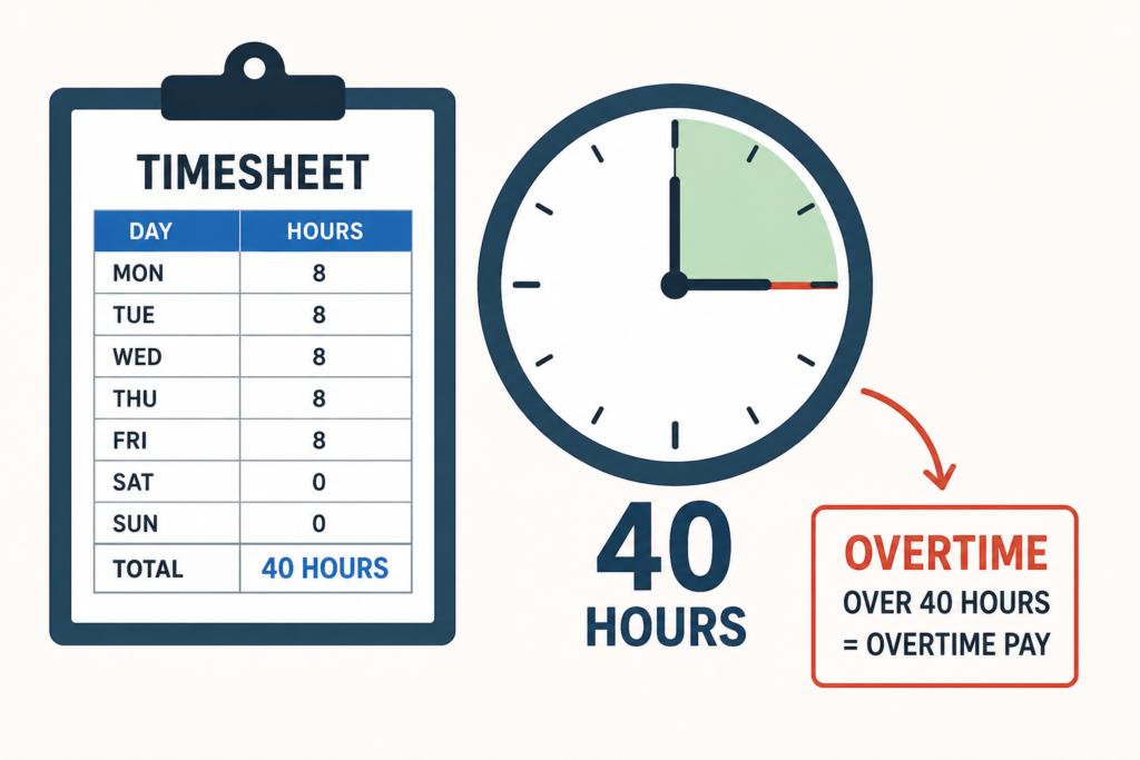 overtime threshold 40 hour work week payroll