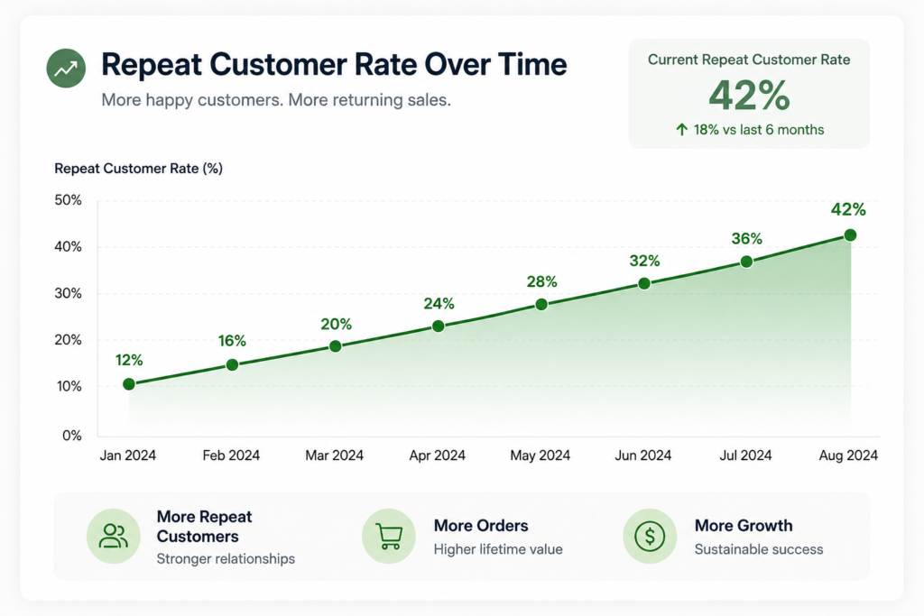 tracking repeat customer rate over time.