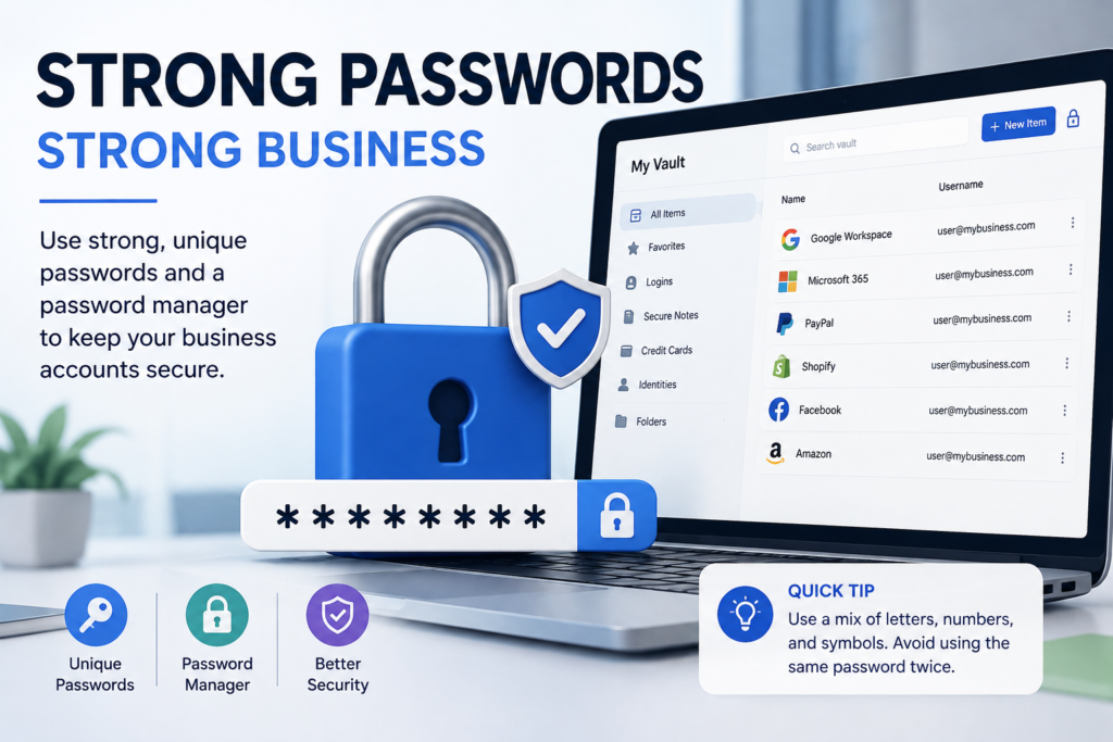 strong password tips for small business cybersecurity