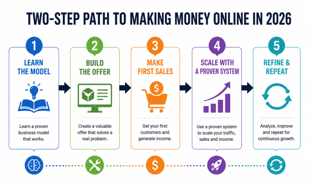 two-step path to making money online in 2026