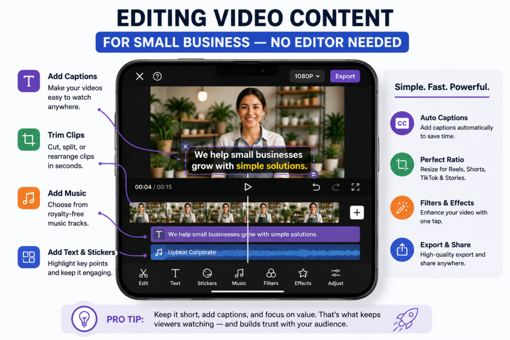 editing video content for small business without an editor