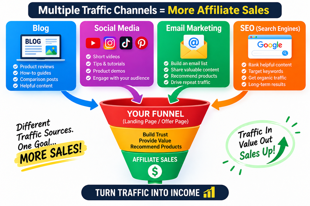 affiliate marketing traffic channels diagram