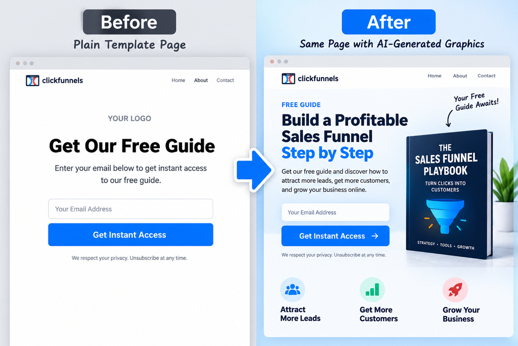 custom AI-generated visuals for ClickFunnels pages